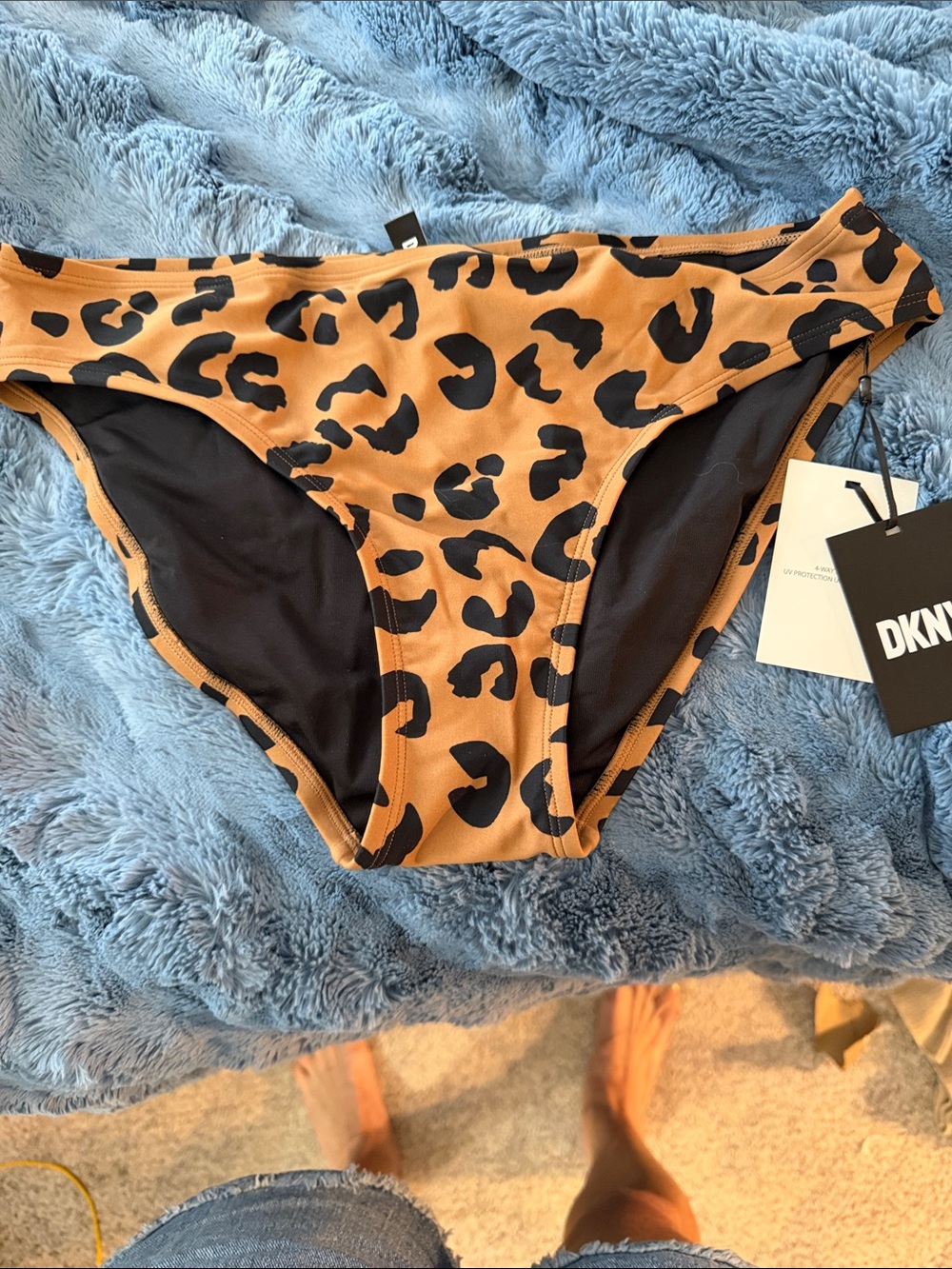 DKNY Leopard-Pattern Bikini Bottoms in Tan and Black